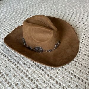 Brown Cowboy Hat with Silver Accents